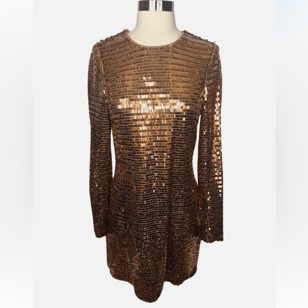 Gianni Bini Celeste Sequin Dress Gold Maze Size 2 NWT